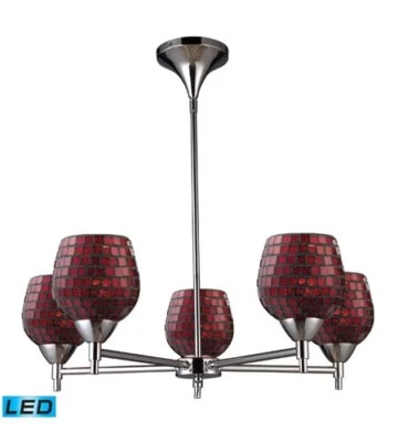 Elk Lighting 10155/5PC-CPR 5 Light Chandelier- Chrome/Red Mosaic - Image 1 of 3