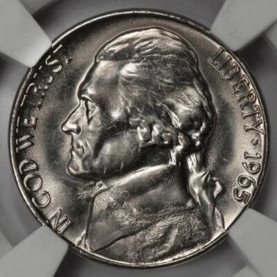1965 SMS NGC MS67 Struck Thru (Cloth) Nickel Mint Error Unique Rare High Grade - Image 1 of 4