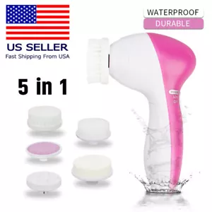 5 in 1 Deep Clean Face Skin Electric Facial Cleaner Care Brush Massager Scrubber - Picture 1 of 5