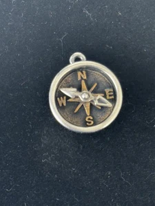 Vintage Retired James Avery “Point The Way” Compass Charm Sterling Silver Bronze - Picture 1 of 6