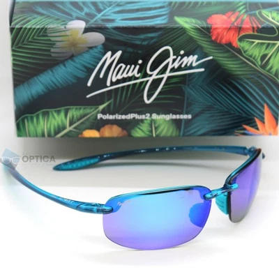 NOVO Óculos de Sol Esportivo Polarizado Maui Jim Hookipa Azul Havaí MJ0407S-007 - Imagem 1 de 4