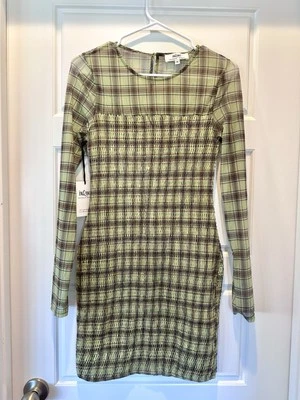 Vestido Patinador Corto Manga Larga Malla Cuadros Verde Inland Boutique Talla Pequeña Nuevo con Etiquetas Foto 1 de 4