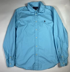 Polo Ralph Lauren Button Down Shirt Boys Size XL 18-20 Aqua Turquoise Easter - Picture 1 of 11