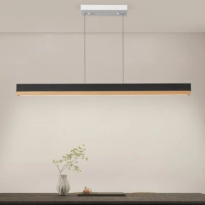 43.3" Wood Linear Pendant Light, 24W LED Linear Pendant Light, Dimmable Dinin... - Image 1 of 4