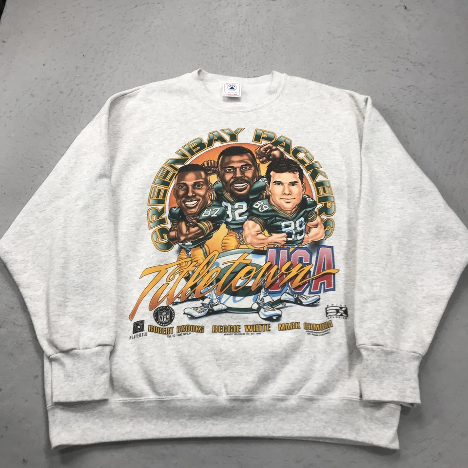 Sudadera DE COLECCIÓN Green Bay Packers Para Hombres 2XL Titletown Caricatura Cuello Redondo Años 90 Foto 1 de 4