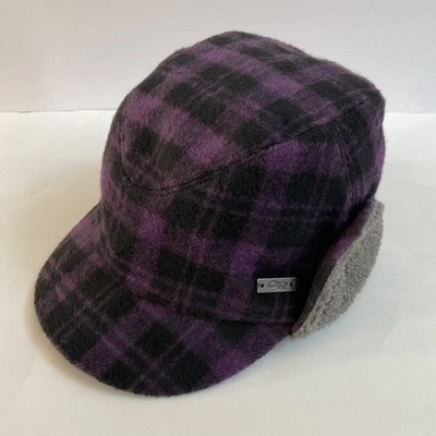 Gorra Outdoor Research Yukon para hombre talla M púrpura y negro a cuadros orejeras mezcla de lana Foto 1 de 4