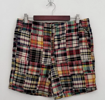 POLO RALPH LAUREN Shorts Youth 18 Multicolo Patchwork Madras Print Pony Logo NEW - Image 1 of 4