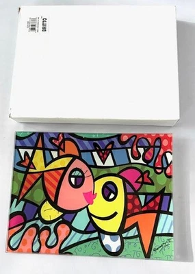 ✿ ROMERO BRITTO ✿ RECTANGULAR GLASS PLATE: Deeply in Love  ** NEW ** - Image 1 of 4