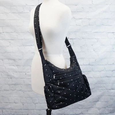 ❤️ Lug Cable Car Polka Dot Black Crossbody Camper Hobo Canada - Image 1 of 4