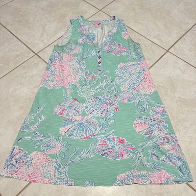 Vestido Lilly Pulitzer para mujer mediano Sea Life Shells sin mangas Essie Henley Shift Foto 1 de 4