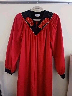 Camisón de noche vintage años 80 It's A Charm con cremallera abrigo bata talla M color rojo Foto 1 de 4
