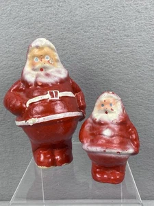 Vintage Süßigkeiten Behälter Weihnachtsmann gepresste Pappmaché Dekoration Set 7” & 4,5” - Bild 1 von 15