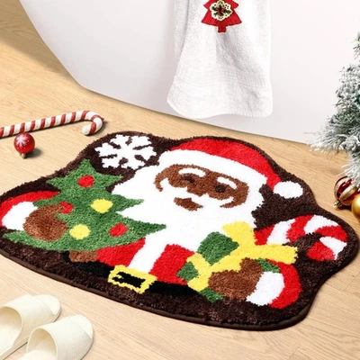 Alfombra de baño de Navidad alfombra de baño negra de Papá Noel afroamericana Navidad acolchada Ru... Foto 1 de 4