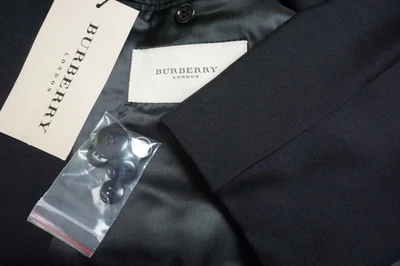 Burberry London Negro Sólido S100s Lana 2 Piezas Traje Chaqueta Pantalones Talla 40R TOTALMENTE NUEVO Foto 1 de 4