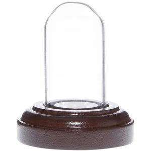 Plymor Miniature 1" x 2" Mini Glass Dome TINY Cloche (Dark Mahogany Veneer Base) - Picture 1 of 2