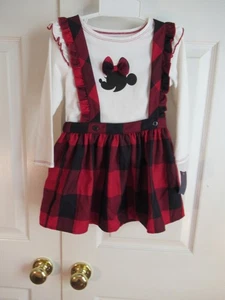 P77) Girls size 4t Disney pippa jules red Black White Long Sleeve 2 Peice Outfit - Picture 1 of 12