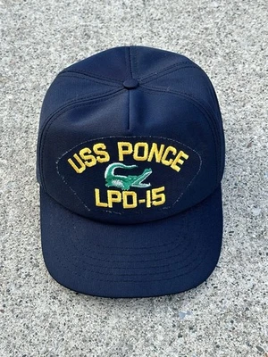 USS Ponce LPD-15 Made In USA Vintage Trucker SnapBack Baseball Hat/Cap Blue OSFM Foto 1 de 4