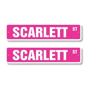 SCARLETT Street Sign (2 Pack) Childrens Name Room Metal Road Sign - Picture 1 of 7