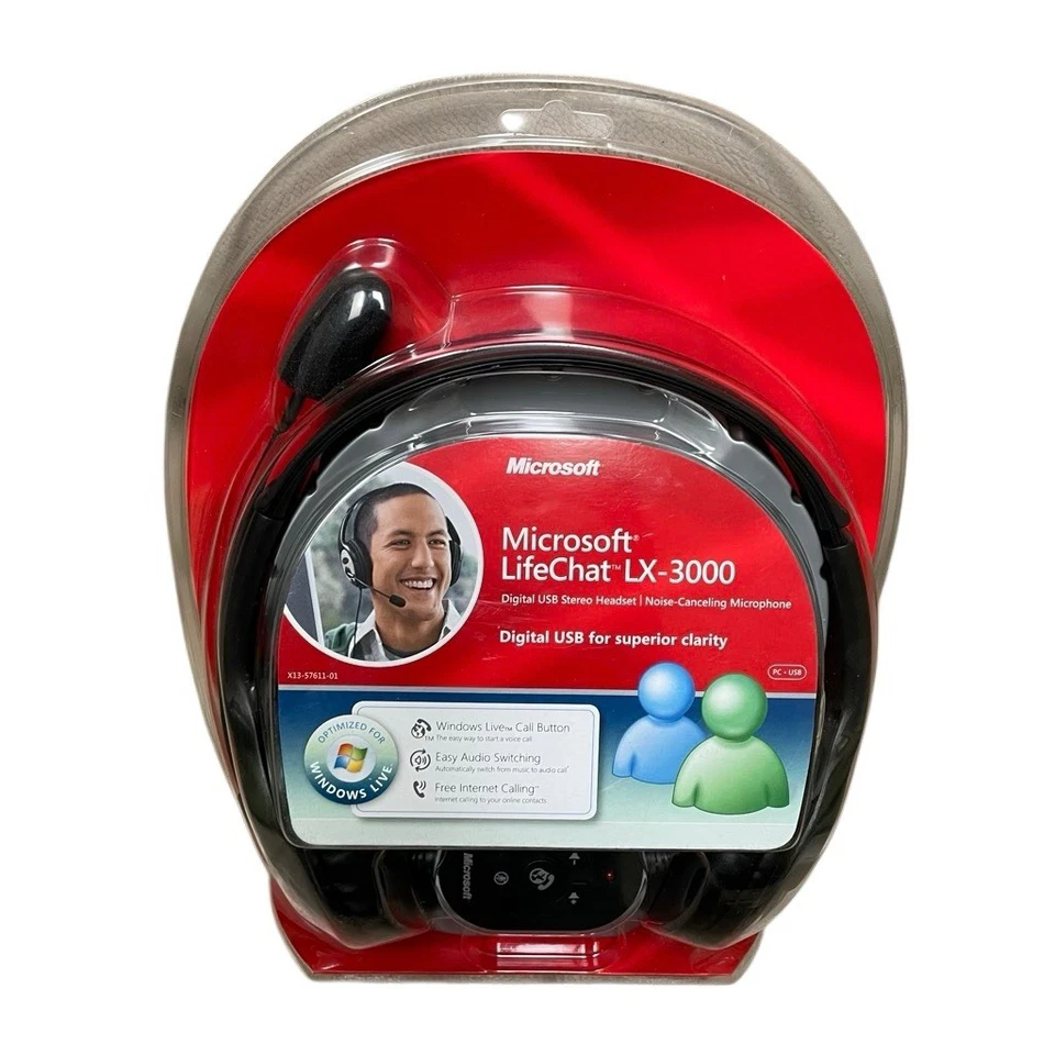 Microsoft LifeChat LX-3000 Noise Canceling Headset 1084 FACTORY SEALED NEW Black - Image 1 of 4