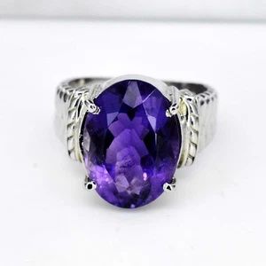 Anello di fidanzamento da uomo in argento sterling 925 ametista viola... - Foto 1 di 8