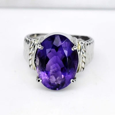 Anello di fidanzamento da uomo in argento sterling 925 ametista viola... - Immagine 1 di 4