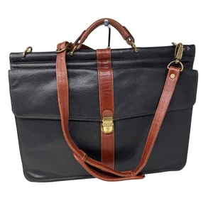 Scully Leather Briefcase 17” Laptop Messenger Shoulder Strap Brown Attaché Bag - Picture 1 of 10