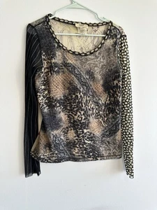 Fuzzi Jean Paul Gaultier Top Y2K Size Large Floral Back - Picture 1 of 7