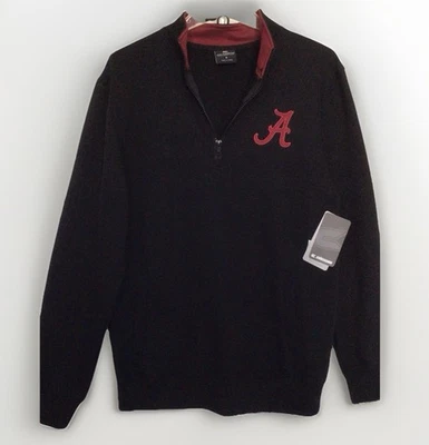 Новый с Ярлыками!-Мужская ALABAMA CRIMSON TIDE-черный/красный толстовка пуловер насмешливый шеи-1/4 молнии - Изображение 1 из 4