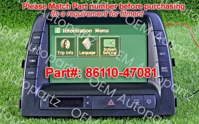 Pantalla de información de tablero de radio Toyota Prius Hybrid 2006-2009 86110-47071 OEM usada Foto 1 de 4