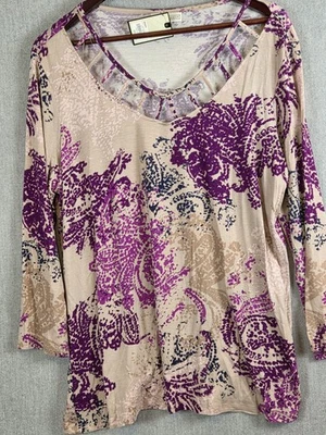 Dana Buchman Mujer XL Túnica Carrera Blusa Púrpura Mezcla Elastizada Pullover Fluido NUEVO Foto 1 de 4