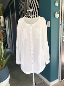 Monsoon White Linen Tunic. Size 10