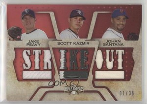 2008 Topps Triple Threads Relic Combos /36 Jake Peavy Scott Kazmir Johan Santana