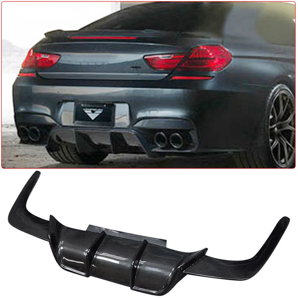 Labio difusor de parachoques trasero de fibra de carbono estilo V para BMW F06 F12 F13 M6 cupé 13-16 Foto 1 de 4