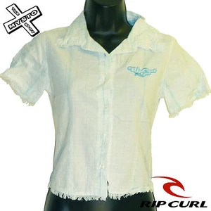 RIP CURL ""CAMISA VICHY"" MUJER MANGA CORTA CUELLO VERDE BOTÓN REINO UNIDO 4 6 8 XS S NUEVO - Imagen 1 de 2