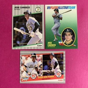 🐶 1989 Fleer Jose Canseco #5, All Star #2 & Speed and Power #628 Oakland A's
