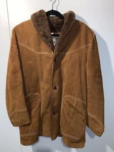 PIONEER WEAR Men’s Vintage Coat Jacket Leather Glenoit Heavy Fleece USA Sz 40 - Picture 1 of 14