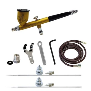 C-TG3AS-GB Paasche Talon Gold/Blk Cerakote Dbl Action Grav Feed Airbrush 3AS Set - Picture 1 of 2