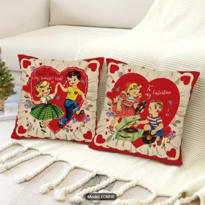 Fundas de almohada de San Valentín estilo retro clásico amor envíos desde California nuevas Foto 1 de 4