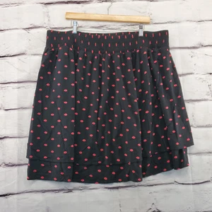 TORRID 1 Skirt Womens 1X Elastic Waist Pull On Lips Knee Length Black Pink - Picture 1 of 9