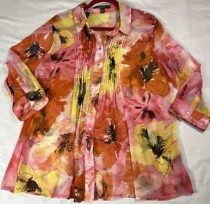 Blusa Fever Mujer XL Naranja Amarillo Transparente Cottagecore Lagenlook Hippie Chic - Imagen 1 de 13