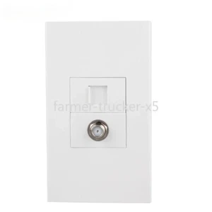 DTV Steckdose mit Buchse CAT5E RJ45 LAN Stecker Koaxial Stecker Abdeckplatte Neu - Bild 1 von 6
