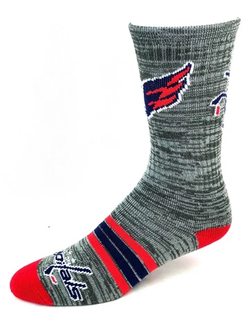 Washington Capitals Hockey Gray RMC Quad Stripe Deuce Crew Socks Cover