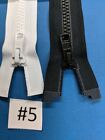 YKK Separating Molded Zipper #5, #8,  or #10, Black or White