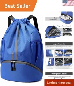 Comfortable Waterproof Sports Backpack with Shoe Compartment for Gym & Beach - Picture 1 of 11