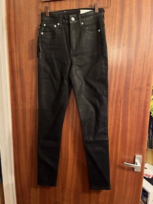 BRAND NEW RAG & BONE Nina Coated Black High Rise Skinny Jeans Size 25 30L - Image 1 of 4