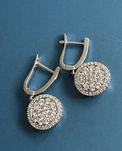 1.10ct Diamond Earrings 18ct White Gold in Round Circle Of Life Drop 1ct Hoops - Imagen 1 de 8