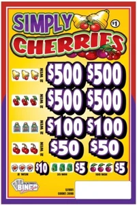 NEW pull tickets SIMPLY CHERRIES / $5 BOTTOM - Instant Tabs - Picture 1 of 2