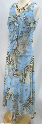 Cartise chiffon Dress 2pc multi color jungle asymmetrical hem stretch  6 NEW VTG - Image 1 of 4