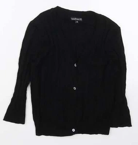 Boohoo Womens Black V-Neck Viscose Blend Cardigan Size M - Picture 1 of 12