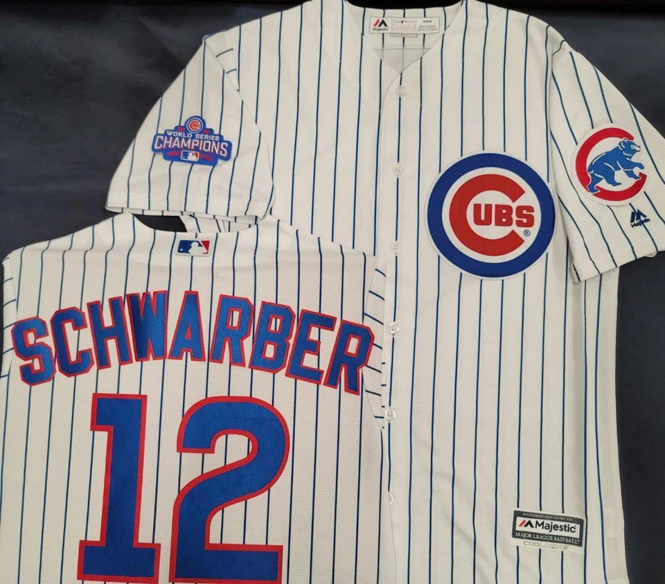 20215 Majestic Chicago Cubs KYLE SCHWARBER 2016 World Series Champions JERSEY - Image 1 of 1